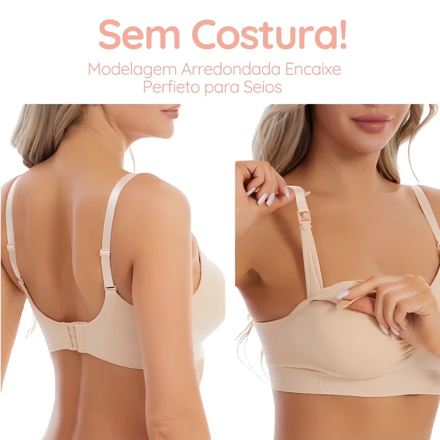 Kit 2 Sutiãs Amamentação Reforçado Pós Parto Bojo Removível Corpo e Colo