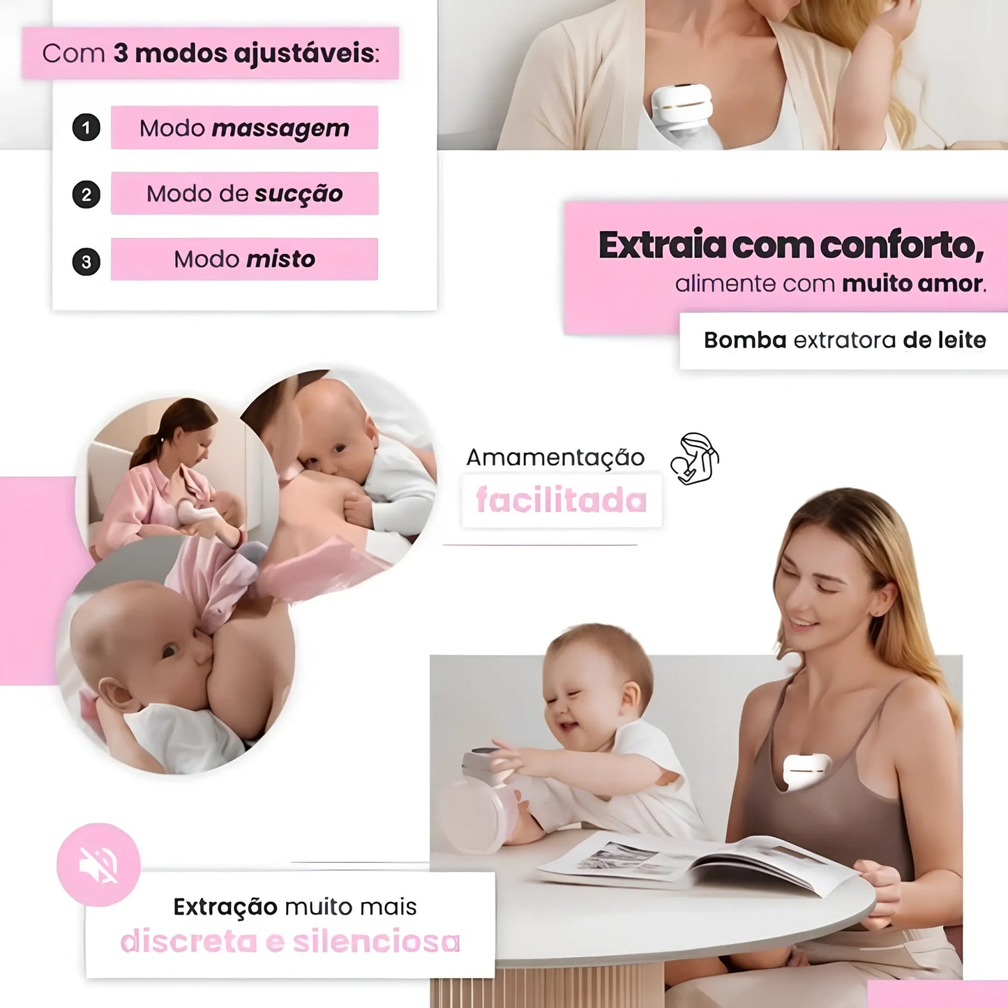 Bomba de Tirar Leite Elétrica Portátil Recarregável Corpo & Colo #111