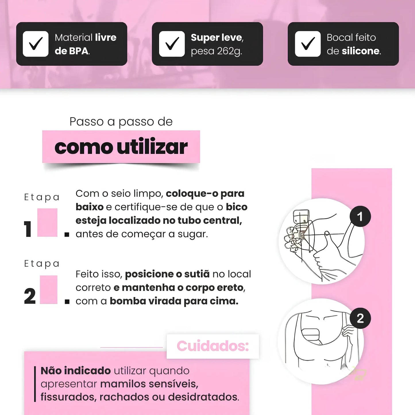 Bomba de Tirar Leite Elétrica Portátil Recarregável Corpo & Colo #111