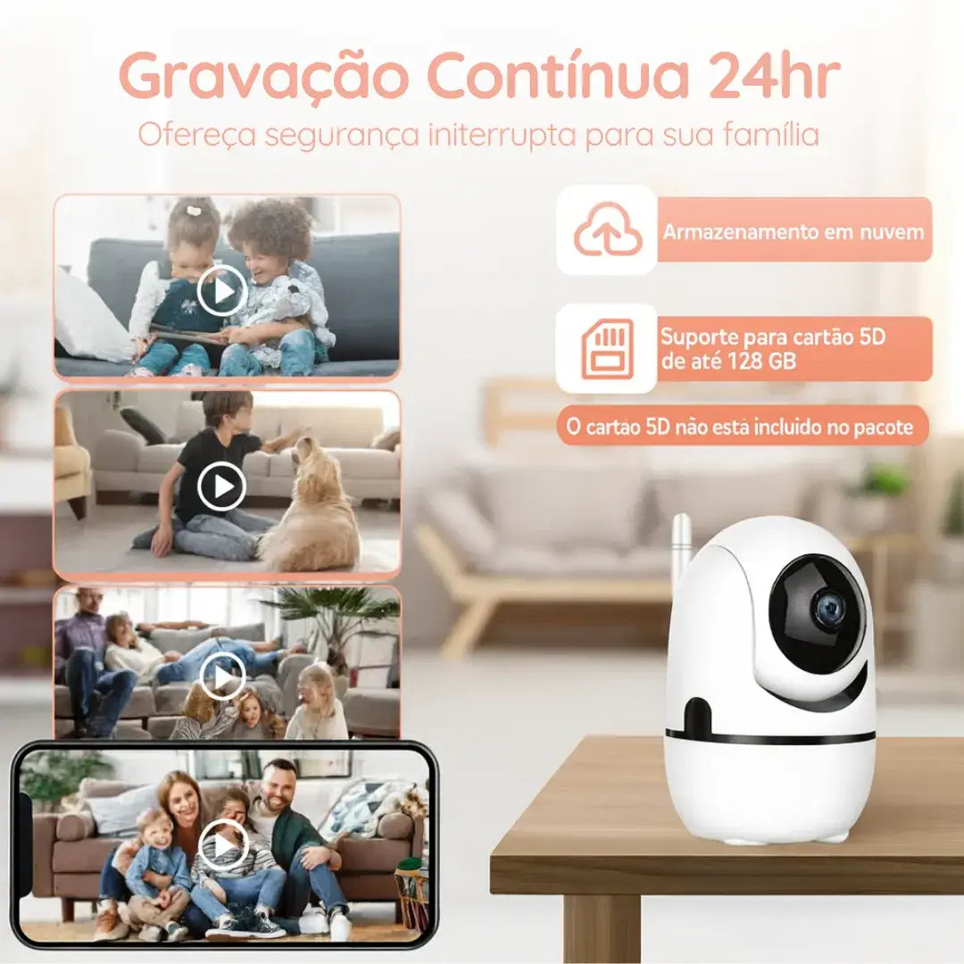Câmera Babá Eletrônica Wifi 360° Visão Noturna com Áudio Corpo & Colo