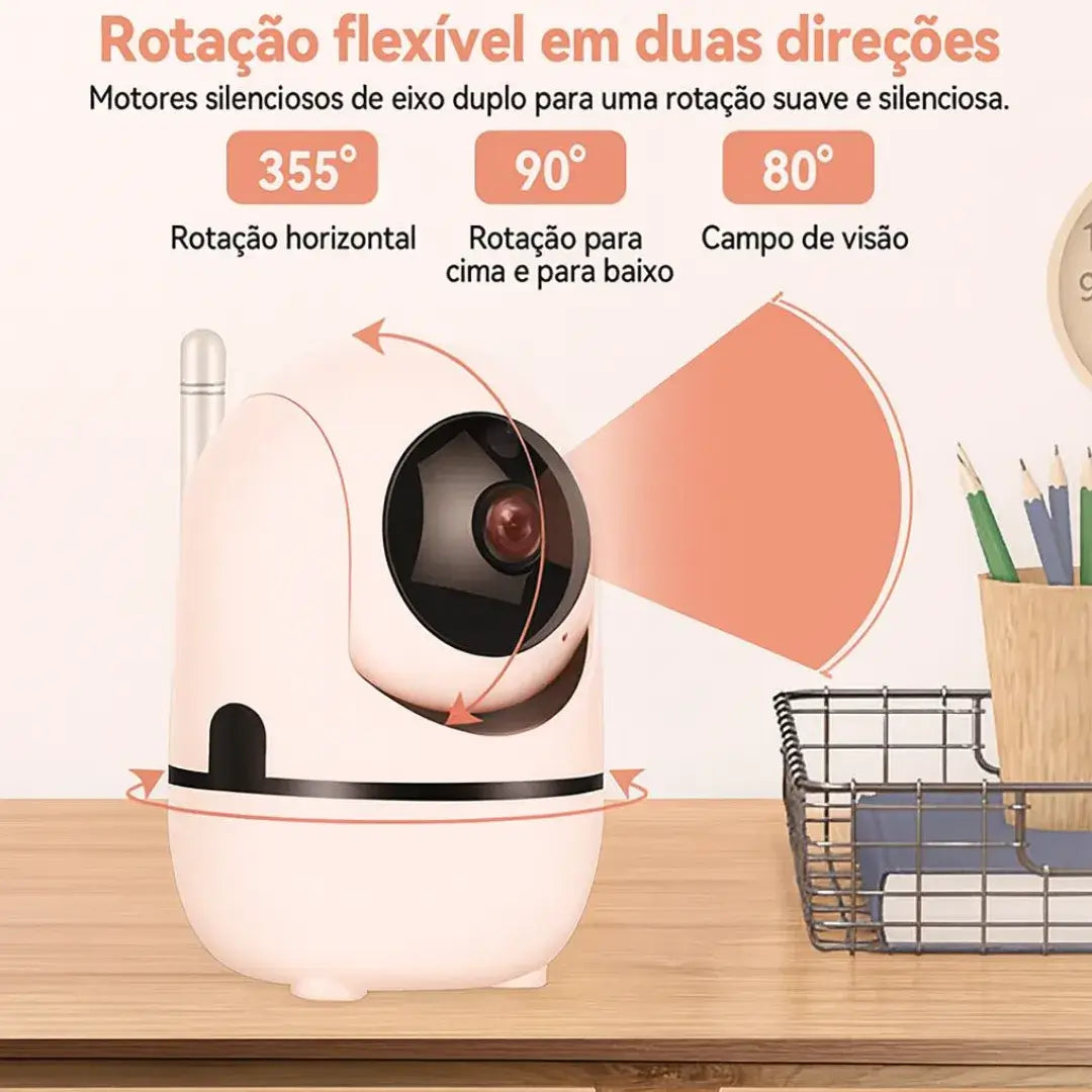 Câmera Babá Eletrônica Wifi 360° Visão Noturna com Áudio Corpo & Colo