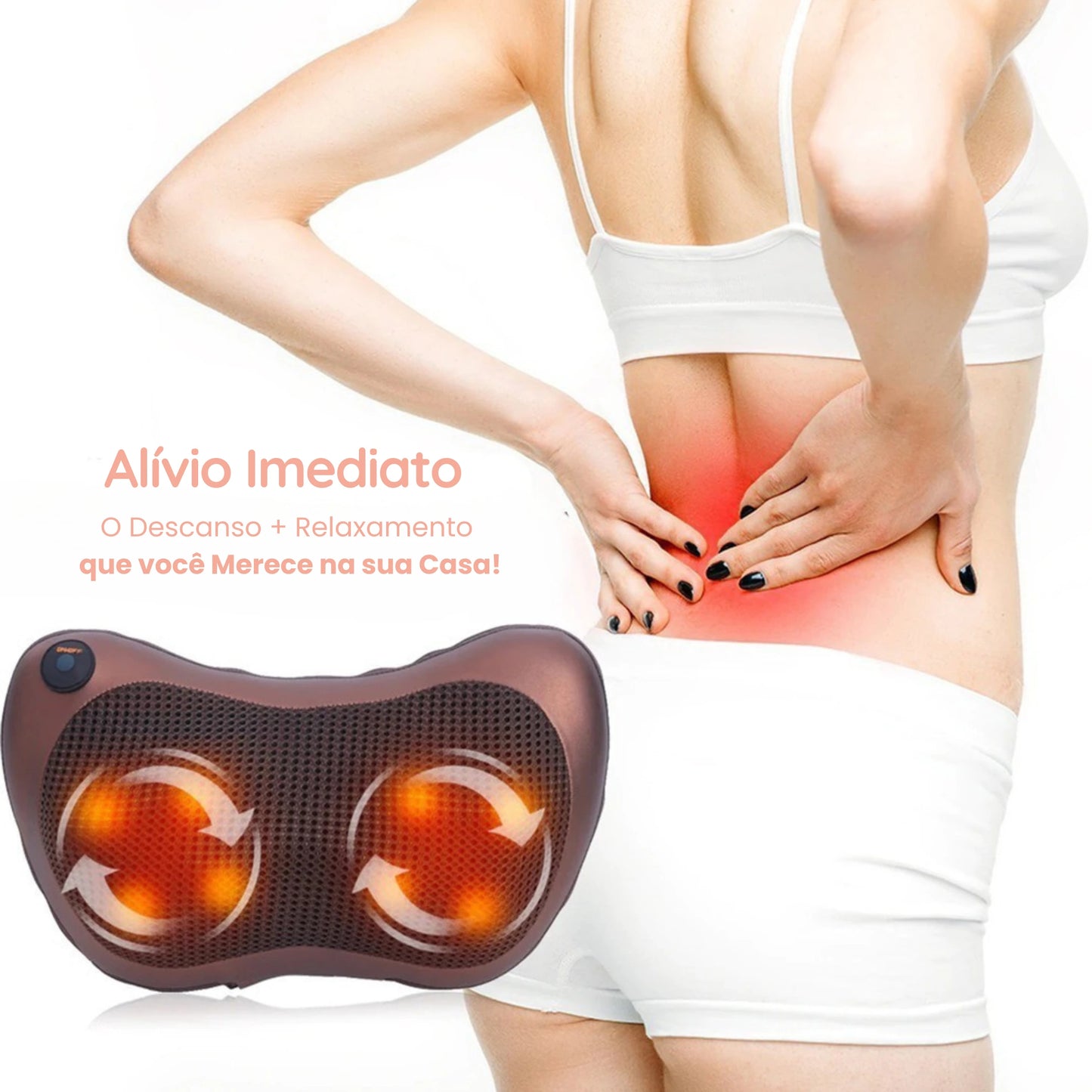 Almofada Massageador Shiatsu com Aquecimento para Lombar, Pescoço e Pés Corpo e Colo