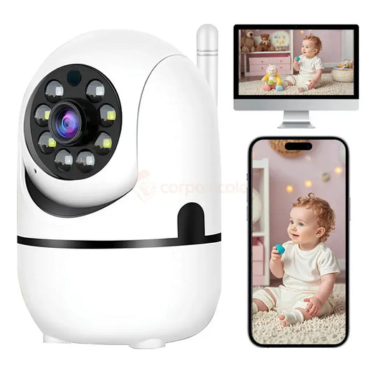 Câmera Babá Eletrônica Wifi 360° Visão Noturna com Áudio Corpo & Colo