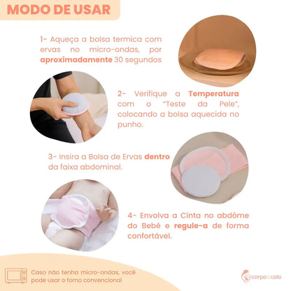 Cinta e Compressa Térmica para Cólica de Bebê com Ervas Corpo & Colo #222
