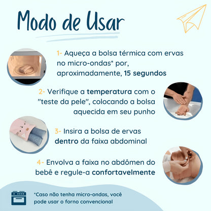 Cinta e Compressa Térmica para Cólica de Bebê (c/ Ervas e Gel) Corpo & Colo